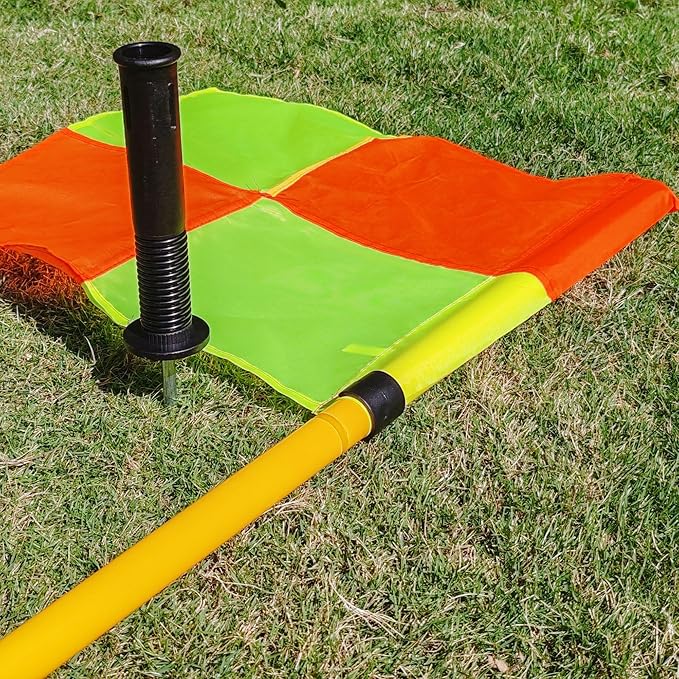 Soccer Corner Flags Set of 4 for Soccer Field, Adjustable Spring Loaded Soccer Flags Agility