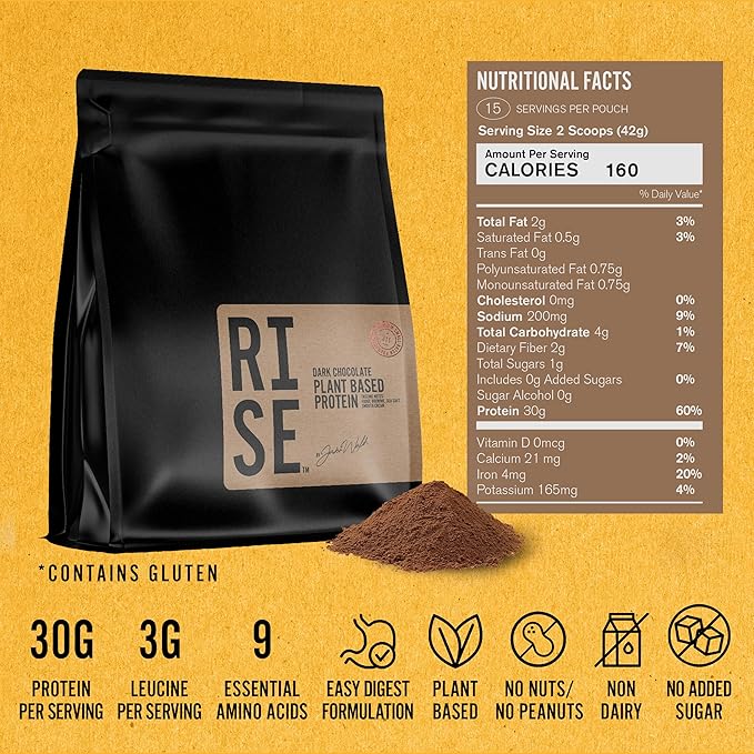 Dark Chocolate Protein Powder for Women & Men, Easy to Digest, Smooth & Creamy Dark Chocolate Plant
