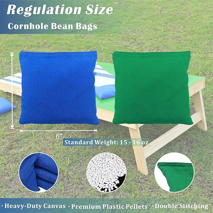 Cornhole Board Set 4FTx2FT Solid Wood Regulation Size Cornhole Set Includes 8 Cornhole Bags for