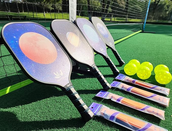 Hoverphenix Pickleball Net for Driveway, 22FT Regulation Size Pickleball Net with Paddles Set of 4