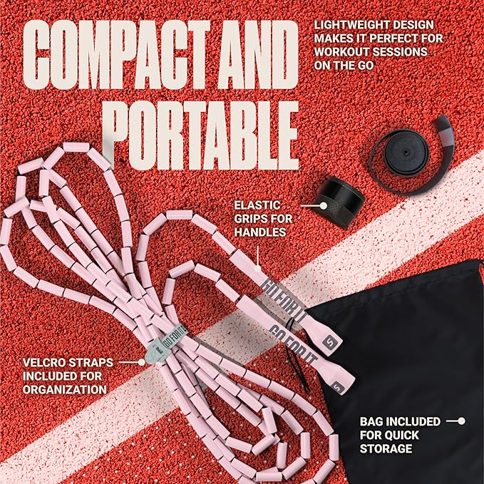 Sportbit Elite Beaded Jump Rope - Adjustable Speed Rope for Fitness, CrossFit, Boxing