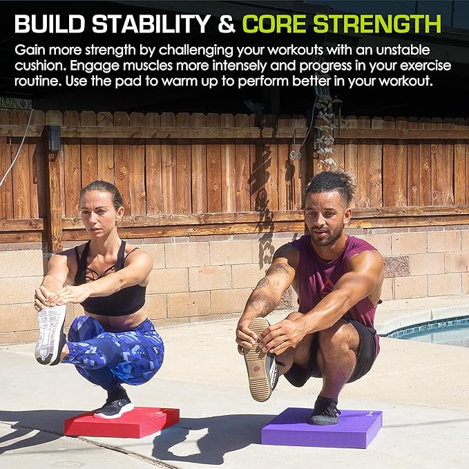 ProsourceFit Exercise Balance Pad – Non-Slip Cushioned Foam Mat & Knee Pad for Fitness and
