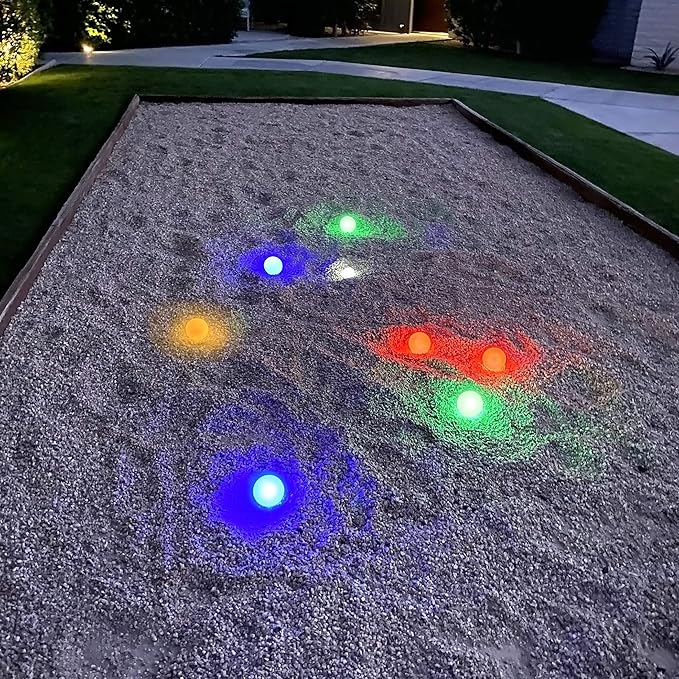 GoSports LED Bocce Ball Game Set - Includes 8 Light Up Bocce Balls, Pallino, Case and Measuring