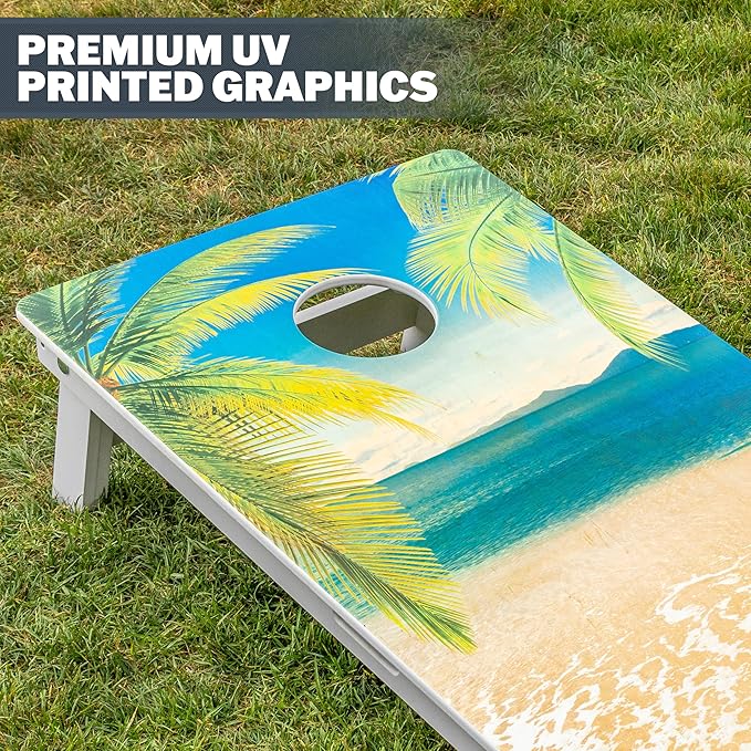 GoSports 4 x 2 ft Resort Collection All Weather Cornhole Boards - Choose Rustic, Beach, White DIY