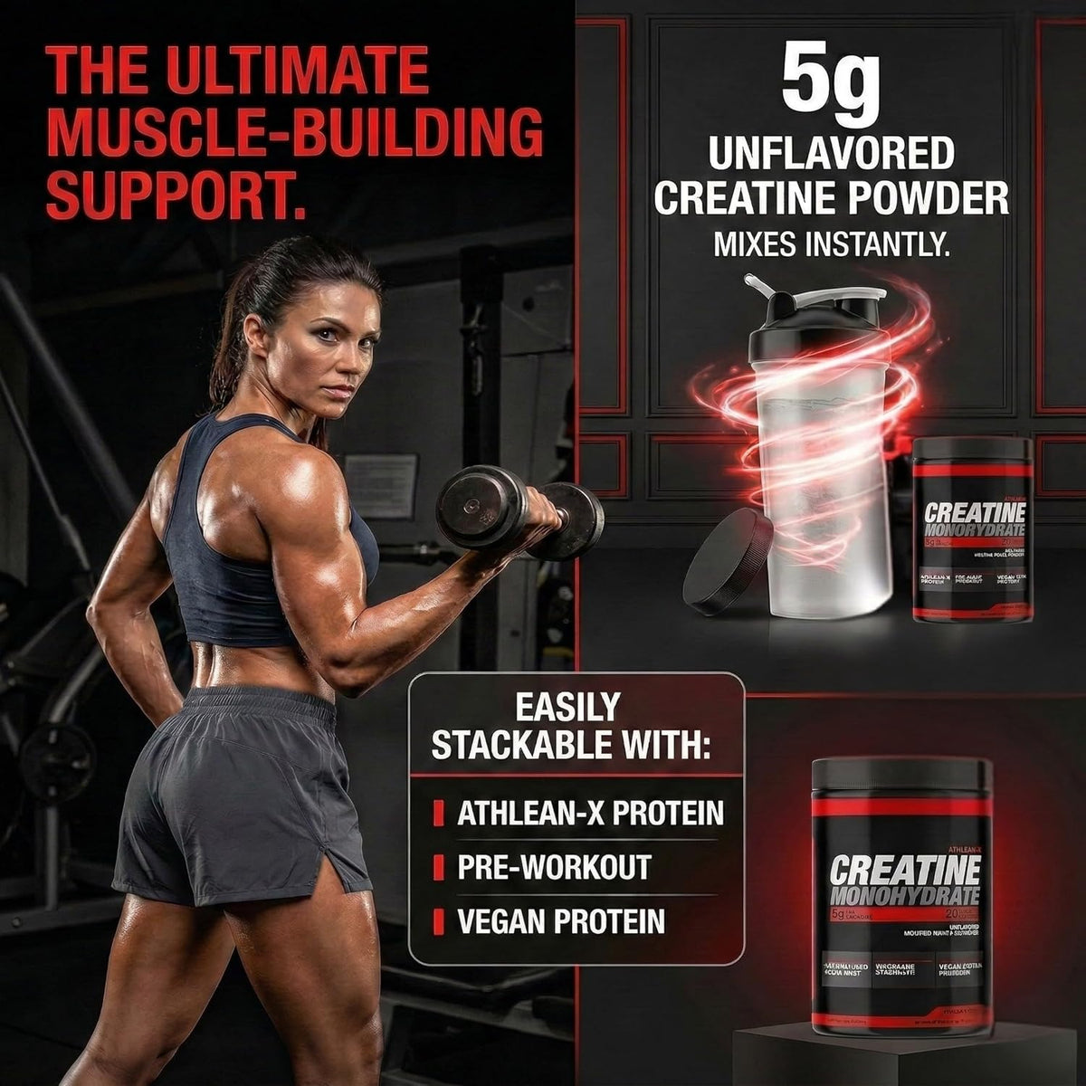 X-CREATINE Pure Micronized Creatine Monohydrate Powder - Supports Muscle Strength, Power, and