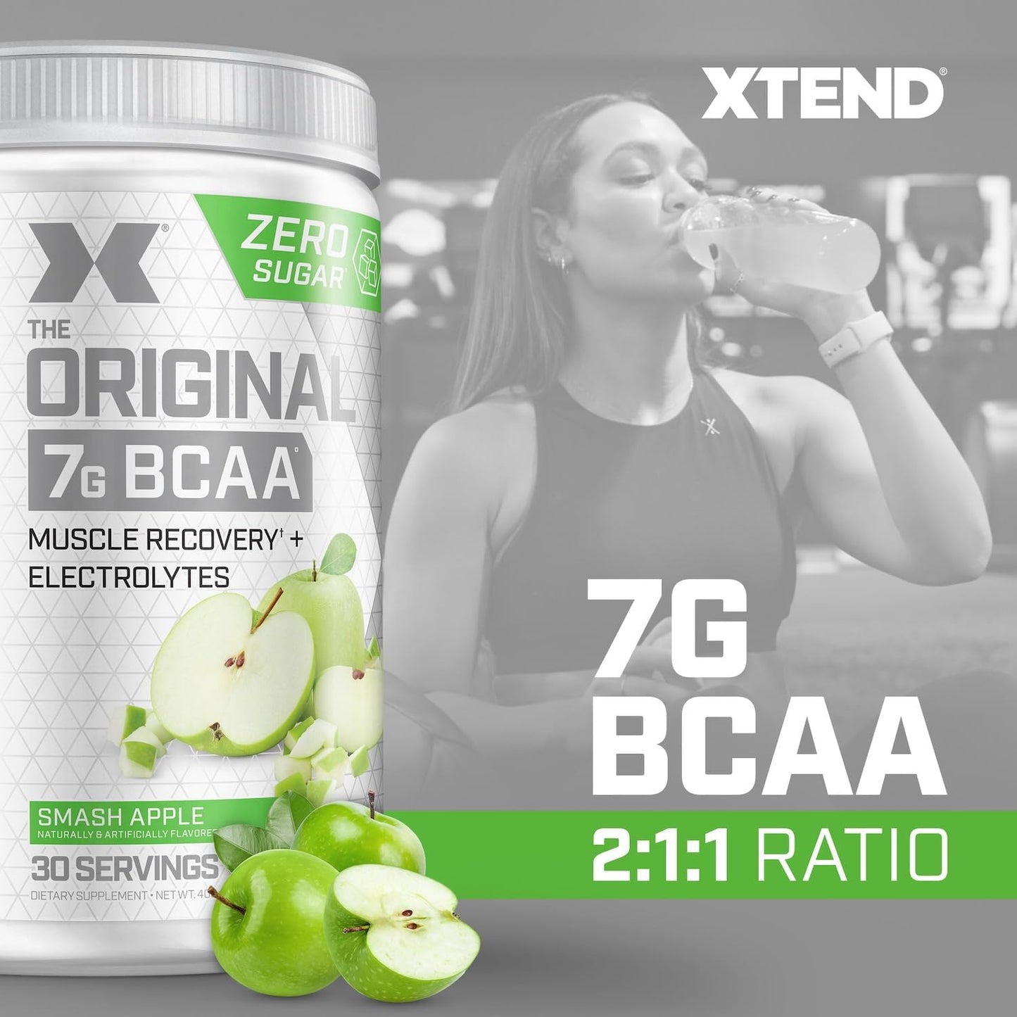 Xtend Original BCAA Powder 7g BCAA and 2.5g L-Glutamine, Sugar Free Post Workout Muscle Recovery