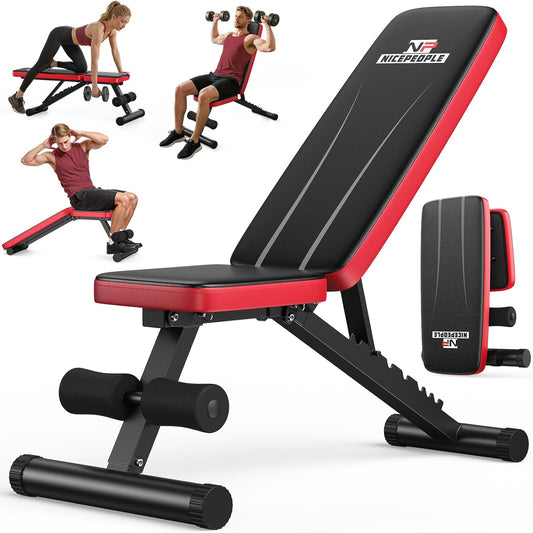 Adjustable Weight Bench for Home Gym, 660LB Capacity Foldable Workout Bench with 8 Backrest
