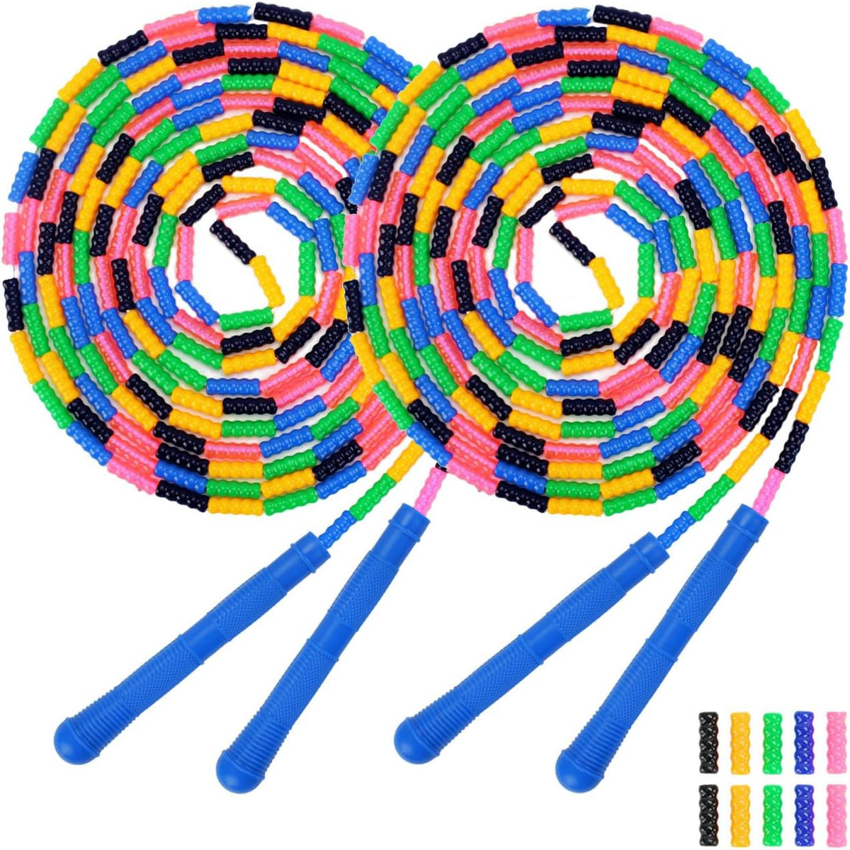Dutch Jump Rope 16 FT 1 Pack/2 Pack, Long Soft Beaded Jump Rope, Adjustable Segmented Skipping Rope