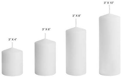 D'light Online 3 X 6 Inch Pillar Candles Set of 12 Bulk Event Pack Round Unscented Premium Wax
