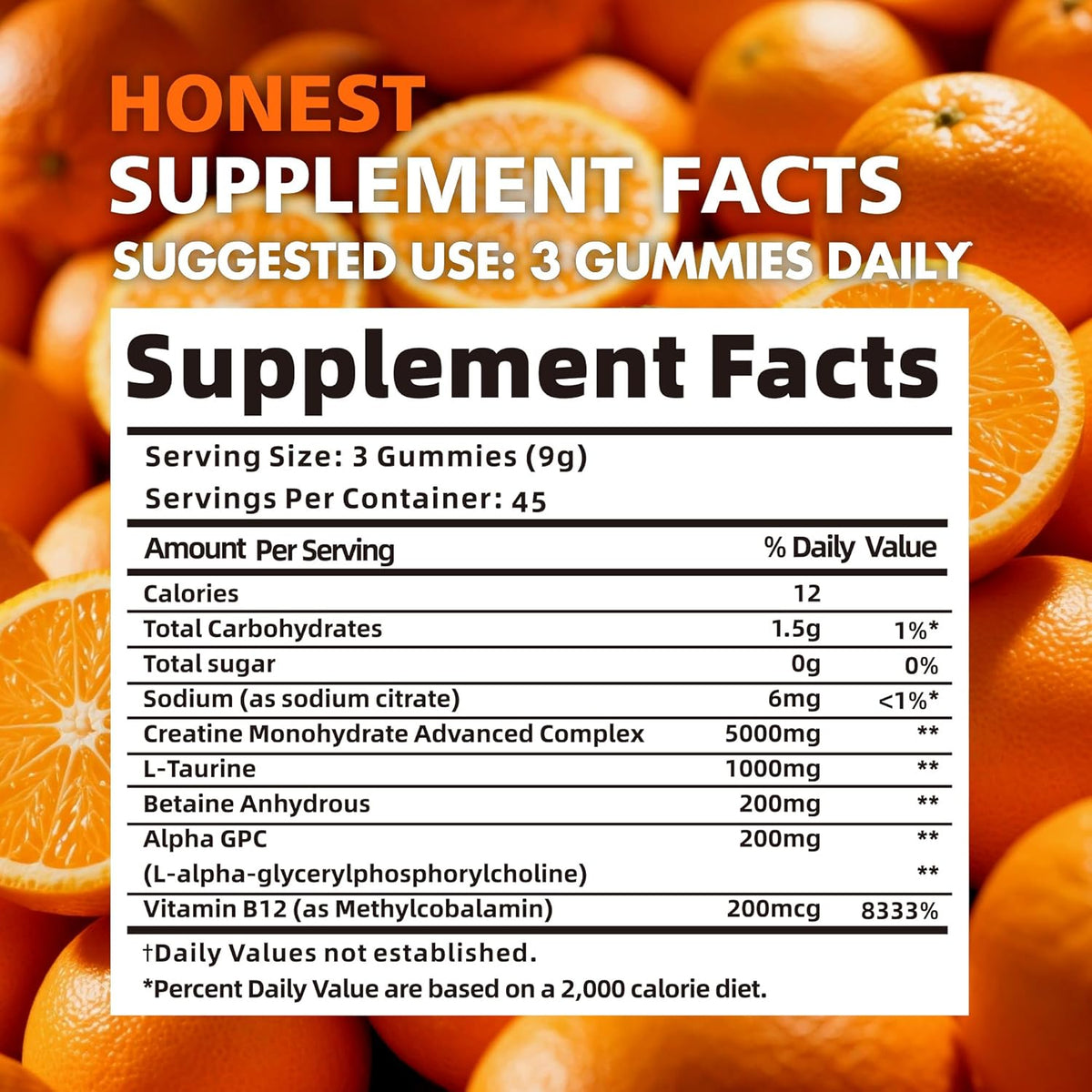 Creatine Monohydrate Gummies for Men & Women - 5g of Creatine Monohydrate per Serving - Sugar