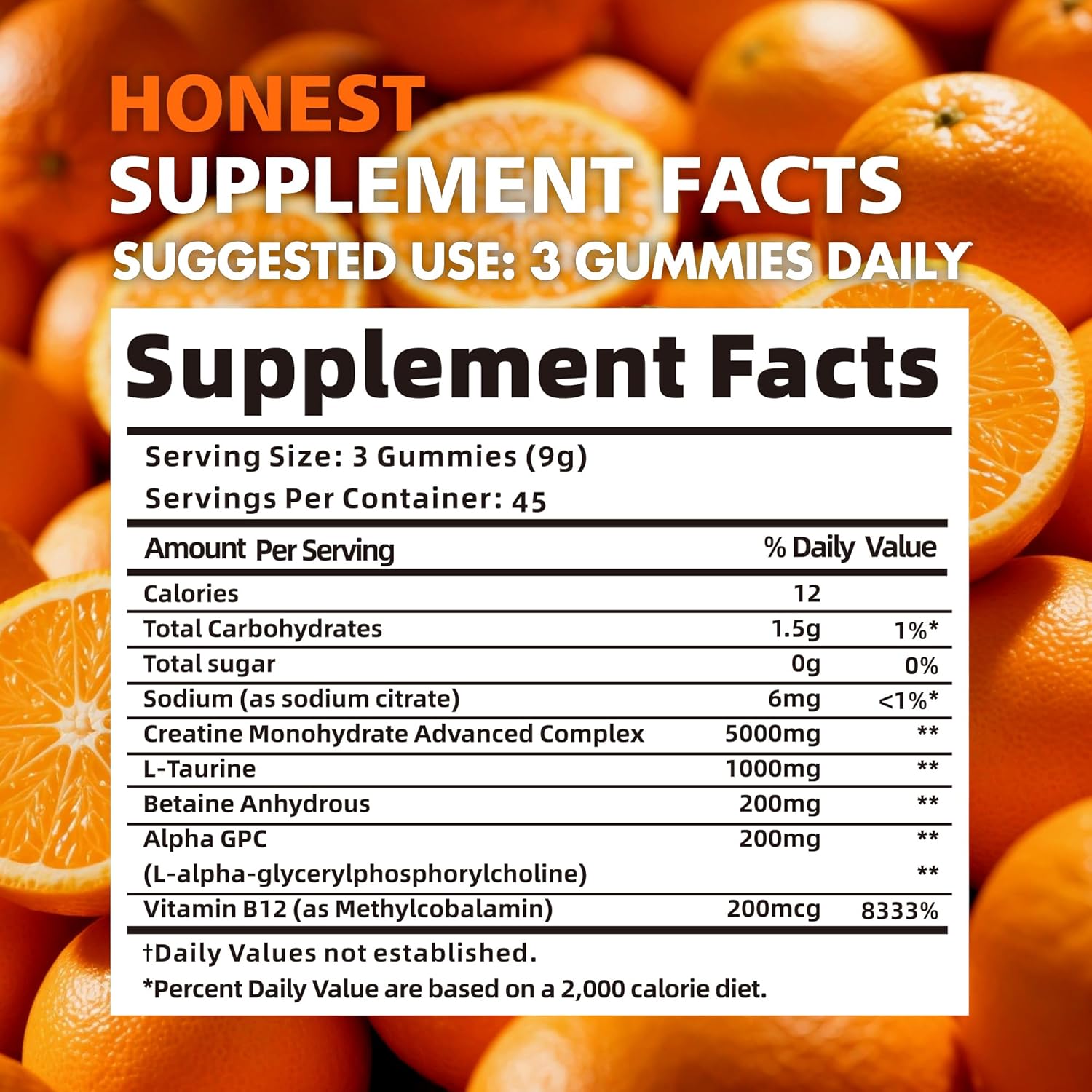 Creatine Monohydrate Gummies for Men & Women - 5g of Creatine Monohydrate per Serving - Sugar
