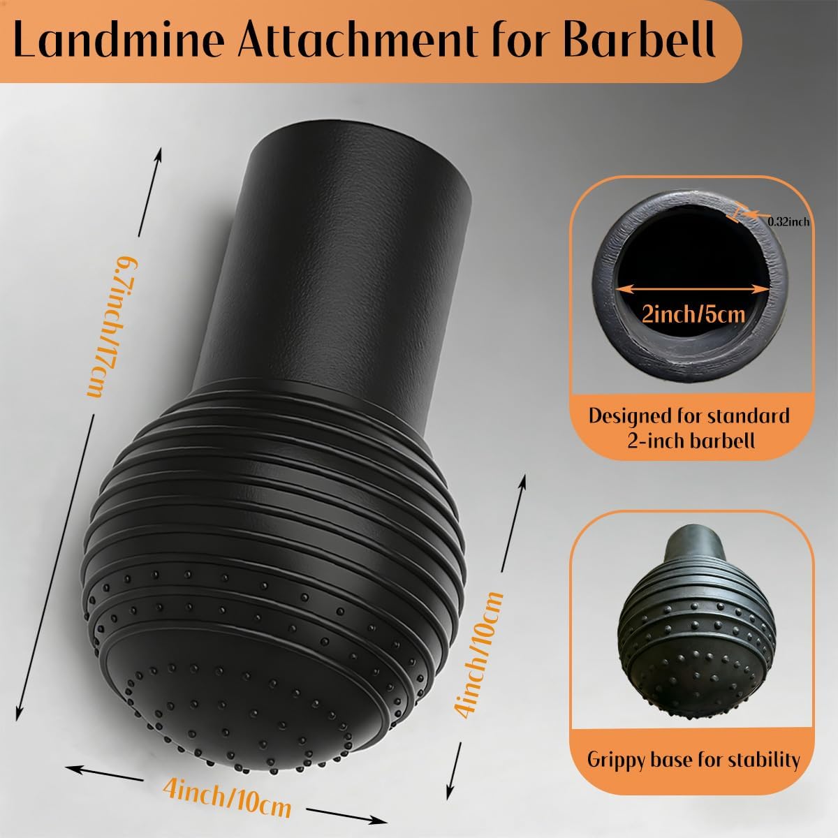 SerniaXin Landmine Attachment for Barbell, 360° Rotation Rubber Base for 2" Olympic Bars, Non-Slip