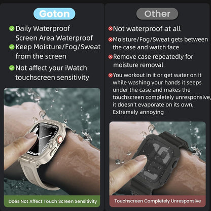 3-in-1 Waterproof Apple Watch Case with Band (44mm) – Full Coverage Bumper with Built-in Screen