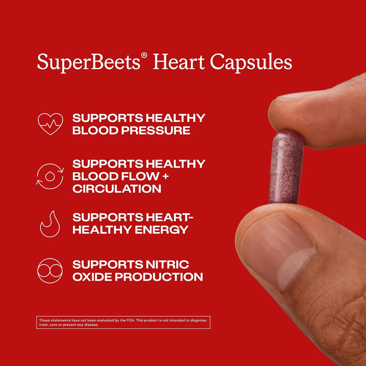 HumanN SuperBeets Beet Root Capsules Quick Release 1000mg, Helps Support Nitric Oxide Production