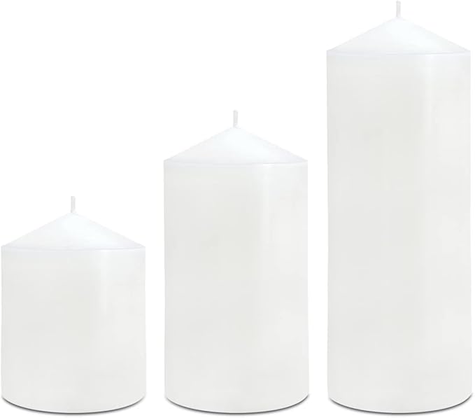 Pillar Candles 3 x 4, 6, and 8 inches, Large Handmade Candles Set of 3, Decorative Candles for