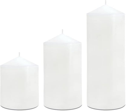 Pillar Candles 3 x 4, 6, and 8 inches, Large Handmade Candles Set of 3, Decorative Candles for