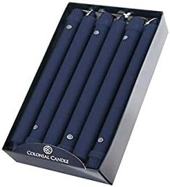 Colonial Candle Unscented Taper Candle, Classic Collection, Indigo, 10 In, Pack of 12 - Up to 8