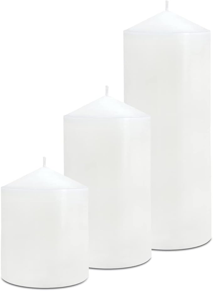 Pillar Candles 3 x 4, 6, and 8 inches, Large Handmade Candles Set of 3, Decorative Candles for
