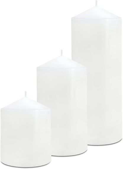 Pillar Candles 3 x 4, 6, and 8 inches, Large Handmade Candles Set of 3, Decorative Candles for