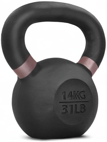 Yes4All Kettlebell, Heavy Duty Powder Coated Cast Iron Kettlebells, Non-Slip Handle & Flat Bottom