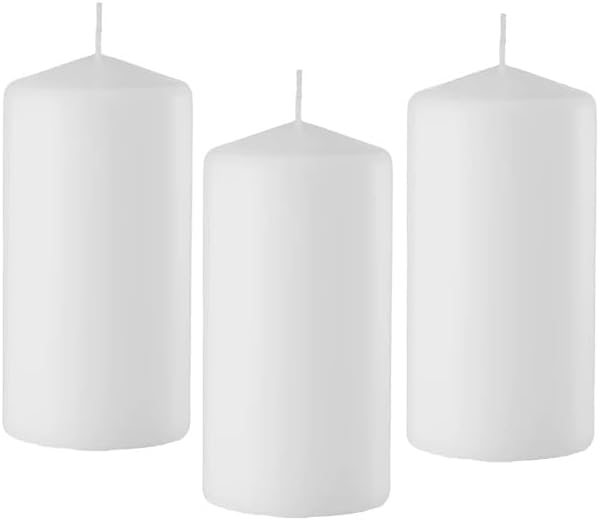 D'light Online 3 X 6 Inch Pillar Candles Set of 12 Bulk Event Pack Round Unscented Premium Wax