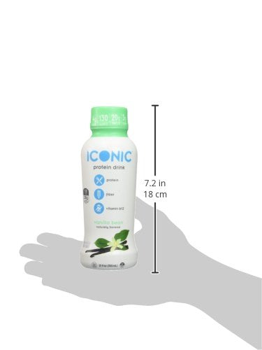 Iconic Protein Drinks, Vanilla Bean (12 Pack) - Sugar Free & Low Carb - 20g Grass Fed Protein