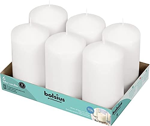 BOLSIUS 12 White Pillar Candles Bulk - 3x6 Inches Candle Set - 70+ Hours Clean Burning - No Palm