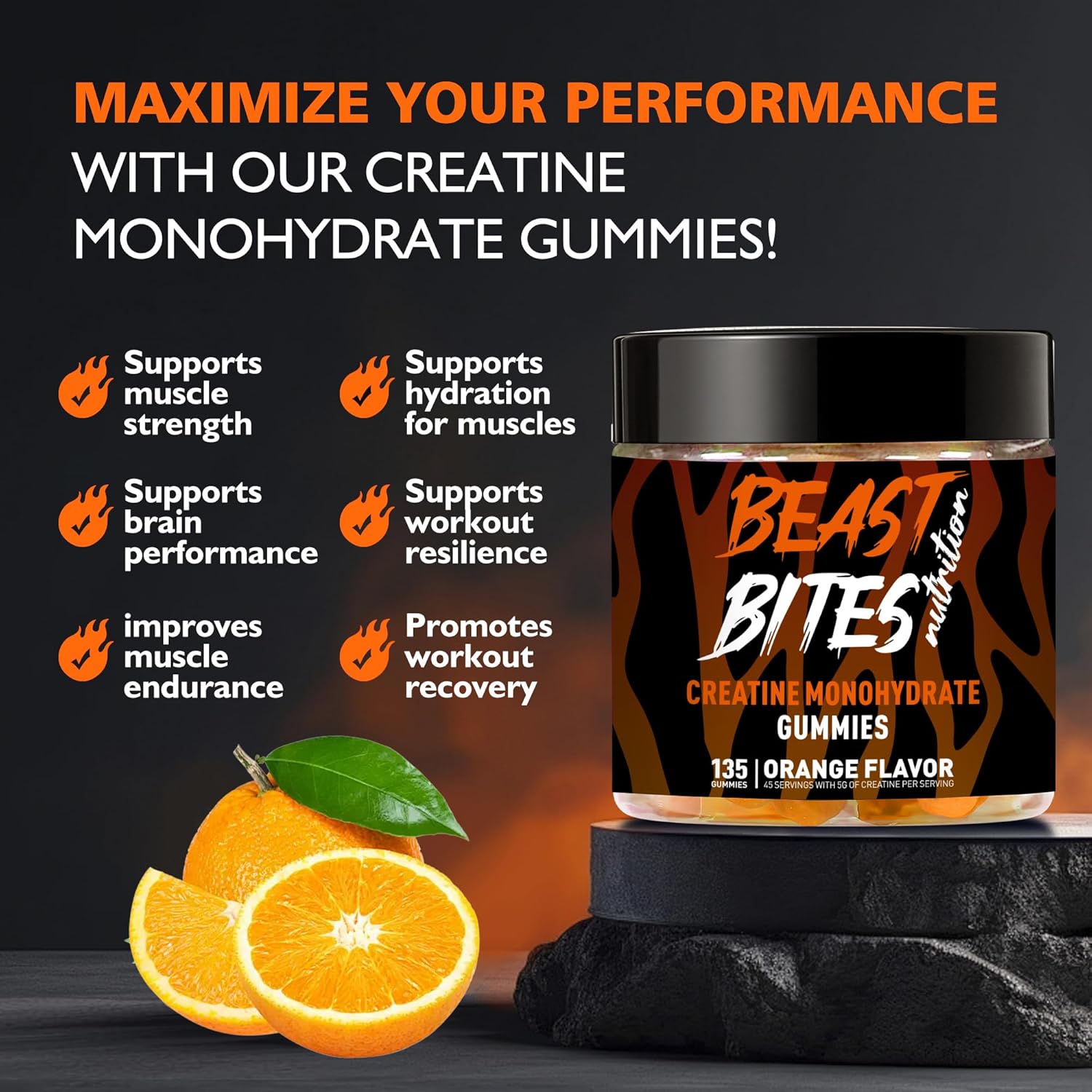 Creatine Monohydrate Gummies for Men & Women - 5g of Creatine Monohydrate per Serving - Sugar