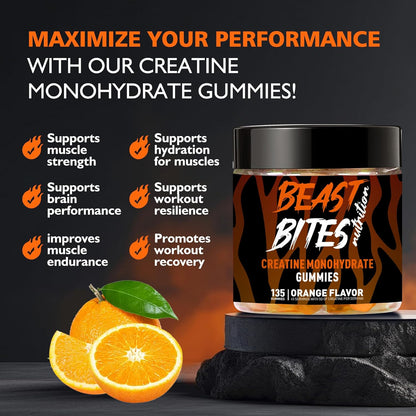 Creatine Monohydrate Gummies for Men & Women - 5g of Creatine Monohydrate per Serving - Sugar