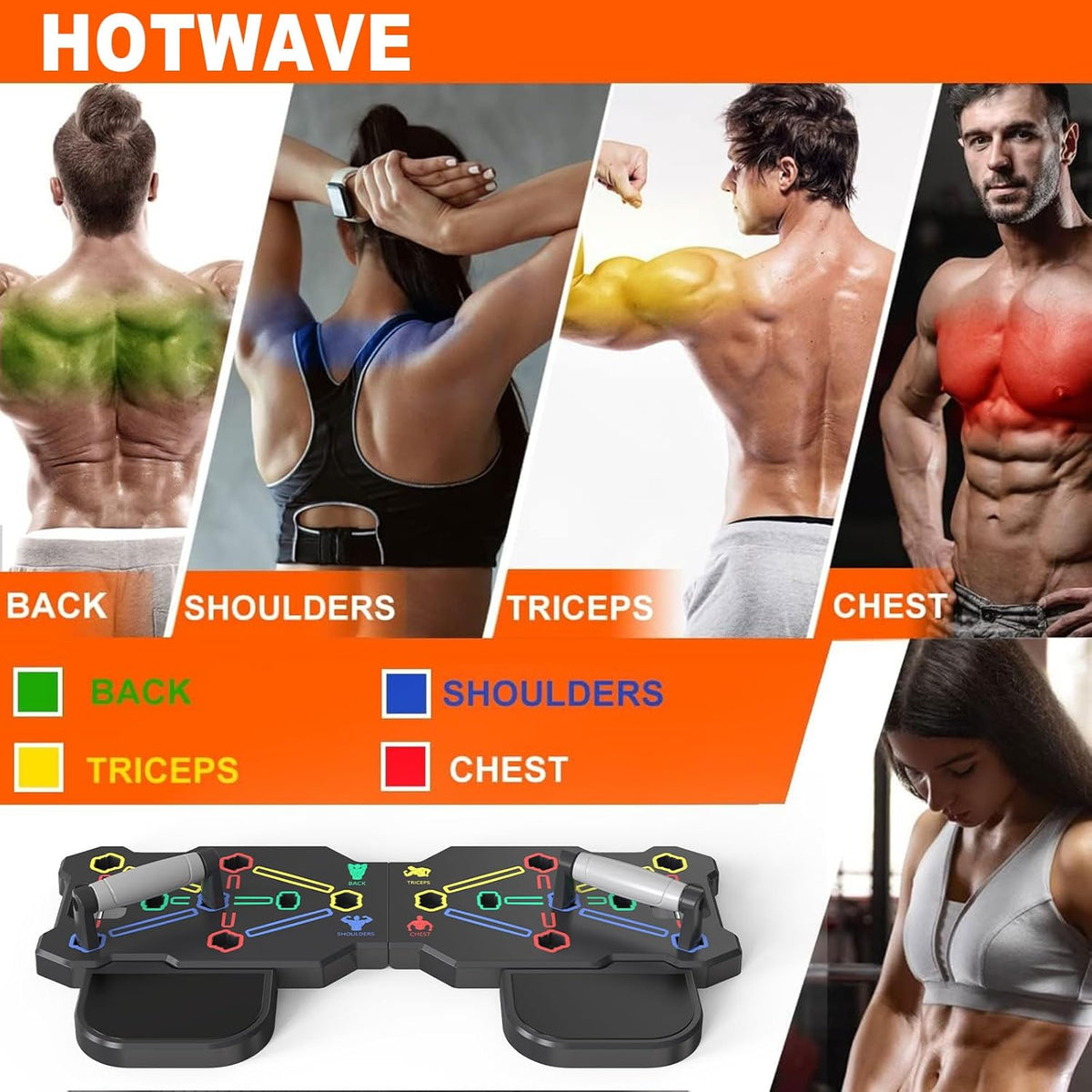 Portable Home Gym Workout System with Push-Up Board, Plank Trainer, Resistance Bands, Ab Roller &