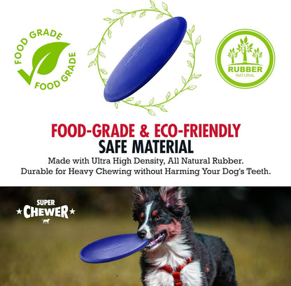 Ultra Durable Rubber Flying Disc Dog Toy for Aggressive Chewers – Heavy Duty Natural Rubber Frisbee