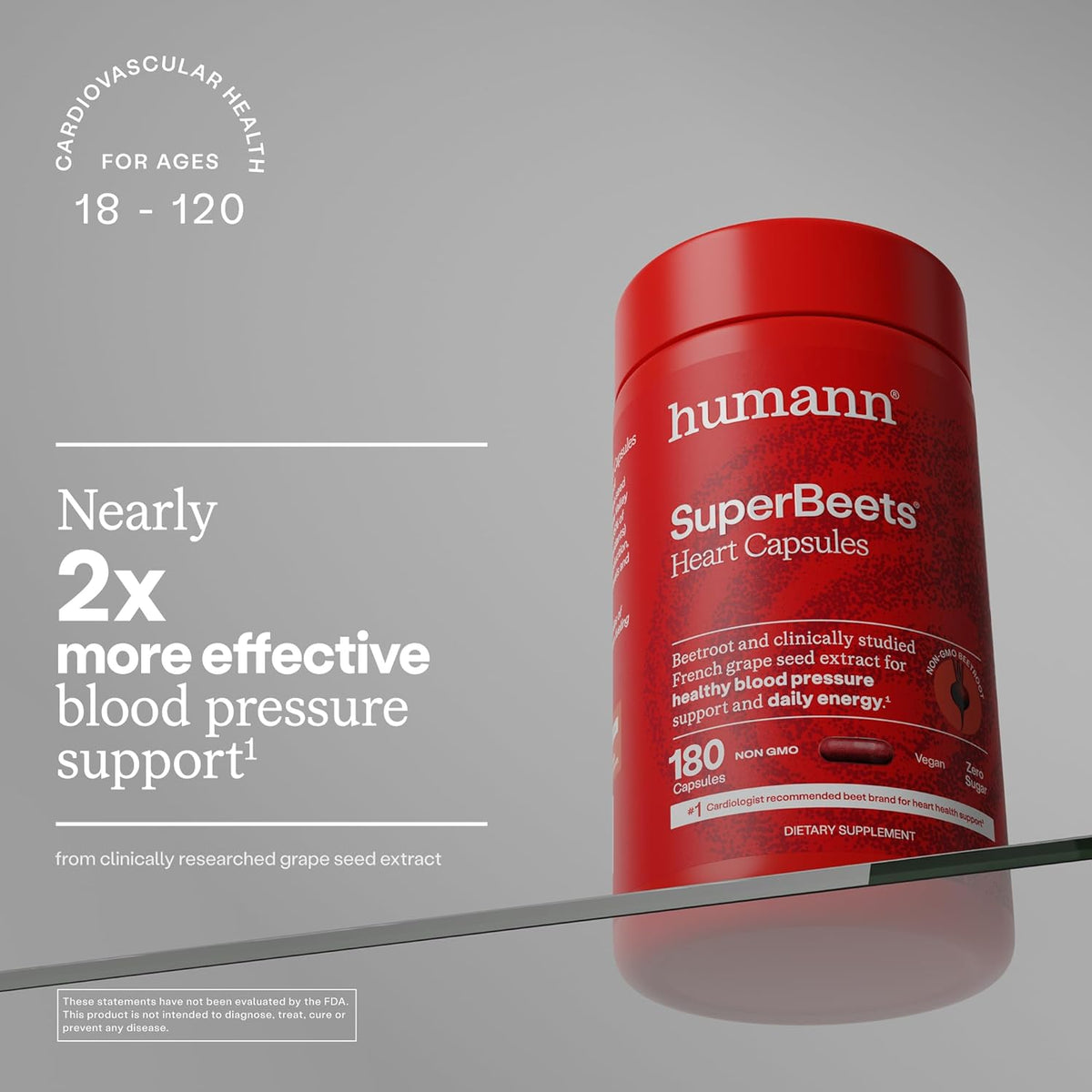 HumanN SuperBeets Beet Root Capsules Quick Release 1000mg, Helps Support Nitric Oxide Production
