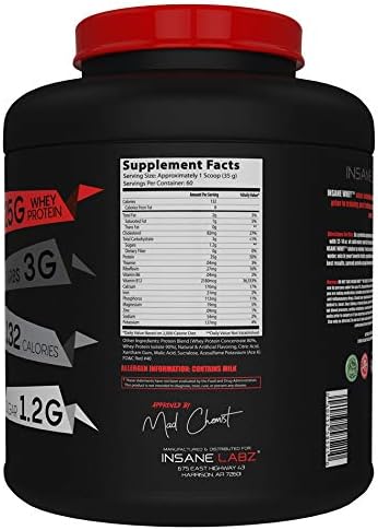Insane Labz Insane Whey,100% Muscle Building Whey Protein, Post Workout, BCAA Amino Profile, Mass