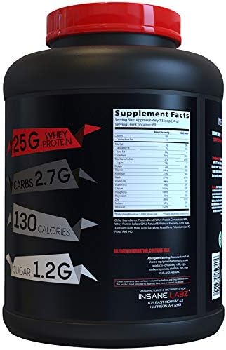 Insane Labz Insane Whey,100% Muscle Building Whey Protein, Post Workout, BCAA Amino Profile, Mass
