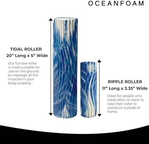 Oceanfoam Tidal Roller - Royal Marbled - Muscle Massage Foam Roller for Back Pain & Stretching