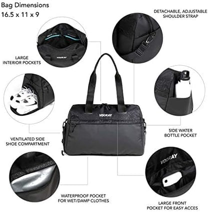 Vooray 25L Trainer Duffel Bag ??Lightweight Travel Duffel for Women and Men with Shoe Pocket