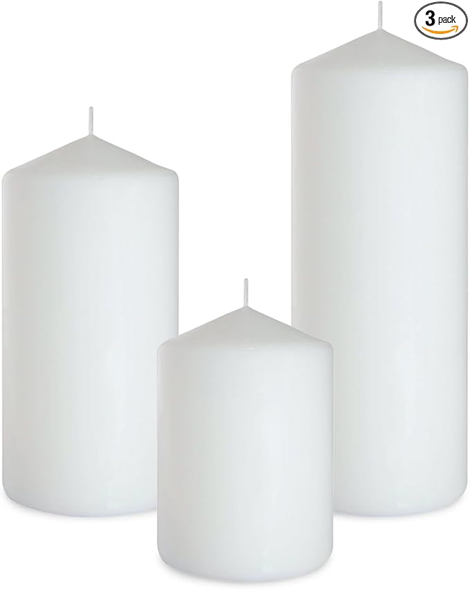 Dripless 3x4 3x6 3x8 Inch White Pillar Candles Unscented Long Lasting Large Cylinder Column Candles