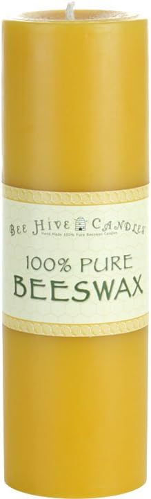 100% Pure Beeswax Pillar Candle (3" x 9") | Natural Beeswax Candles | Soy, Paraffin & Fragrance