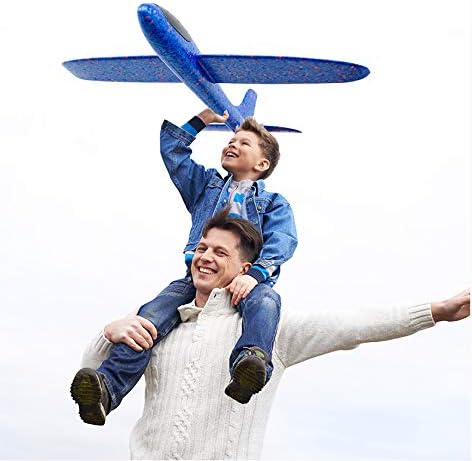 BooTaa 2 Pack Airplane Toys, 17.5" Large Throwing Foam Plane, 2 Flight Mode Glider, Flying Toy for
