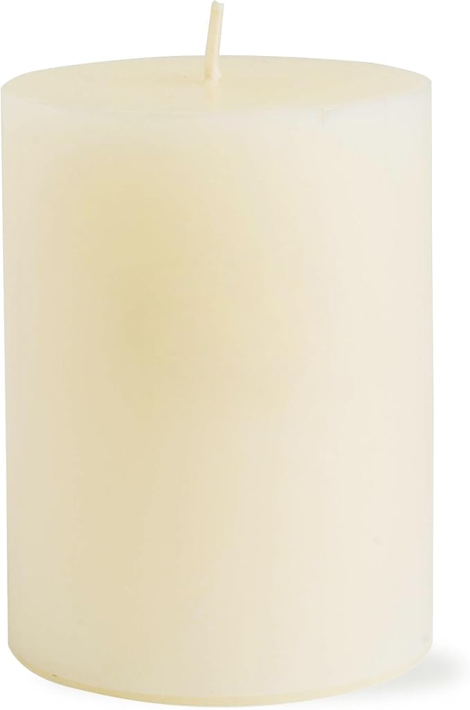 TAG Chapel 3X4 Ivory Pillar Paraffin Wax Candle Unscented Drip-Free Long Burning 46 Hours for Home
