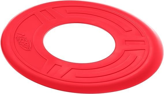 Nerf Dog Atomic Flyer Outdoor Dog Toy, 10 Inch Flying Disc Dog Fetch Toy, Rubber Dog Toy for Medium