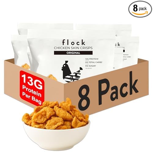 Flock Keto Chicken Skin Chips – Original Flavor, Low Carb, High Protein, Gluten-Free Chicken
