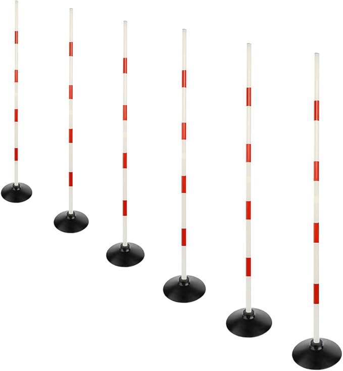 Red-White Soccer Agility Pole Set Rubber Base Dribbling Stick Traffic Warning Sign Pole