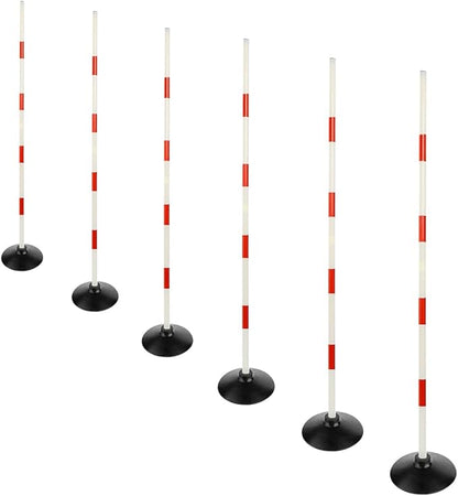 Red-White Soccer Agility Pole Set Rubber Base Dribbling Stick Traffic Warning Sign Pole