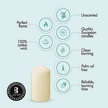 BOLSIUS 12 Ivory Pillar Candles Bulk - 3x6 Inches Candle Set - 70+ Hours Clean Burning - No Palm