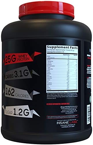 Insane Labz Insane Whey,100% Muscle Building Whey Protein, Post Workout, BCAA Amino Profile, Mass