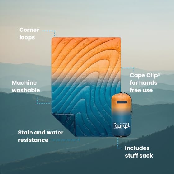 Rumpl Original Puffy Blanket - Warm, Water-Resistant Camping Blanket with 100% Recycled Synthetic