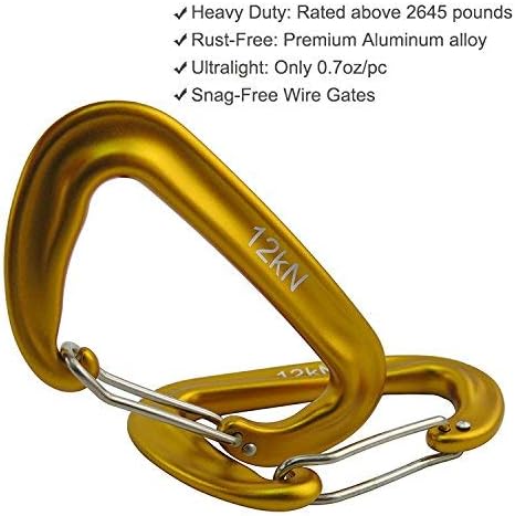 12kN 3.2"x2" Heavy-Duty Carabiner Clips - Durable, Lightweight Aluminum Alloy Carabiners for