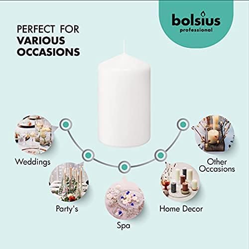 BOLSIUS 12 White Pillar Candles Bulk - 3x6 Inches Candle Set - 70+ Hours Clean Burning - No Palm