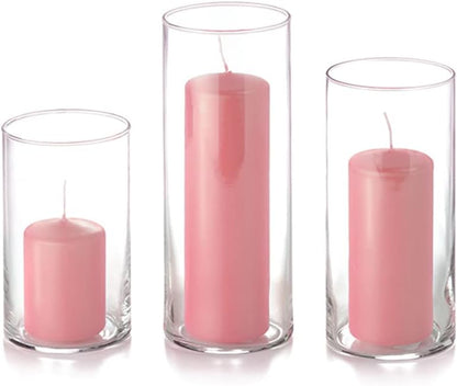 yummi Set of 36 Slim Pillars and Cylinder Vases - Light Rose